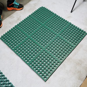Зеленый цвет Anti-Fatigue Кухонный матрас Резиновый коврик с дренажным отверстием